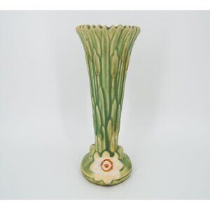 Antique 1920's Weller Pottery Ardsley Cattail 9" Bud Vase